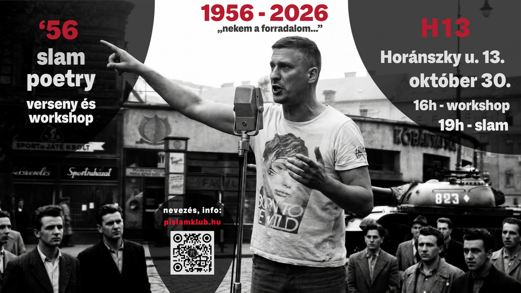 Az 1956–2026 Józsefvárosi Slam Poetry-verseny plakátja